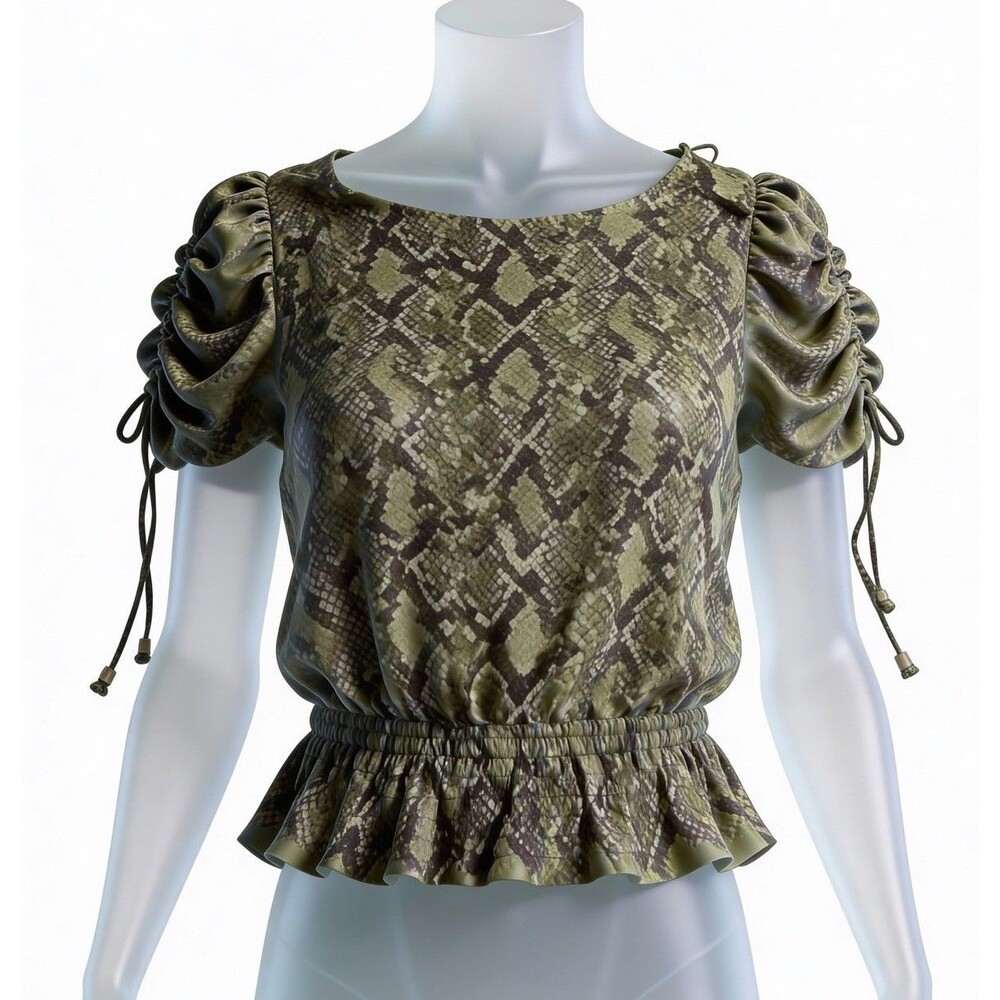 Michael Michael Kors Snakeskin Print Top XS Shirred Waist NWT
